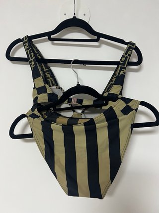 Fendi bikini beige e nero taglia M