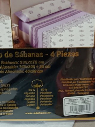 Juego Sábanas 150cm 4 Piezas