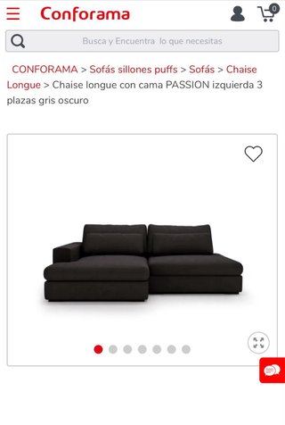 Sofá Chaise Longue PASSION Izquierda 3 Plazas