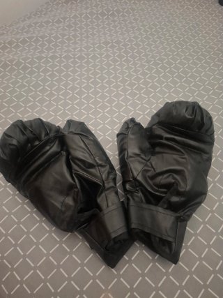 Panel de boxeo con música y guantes