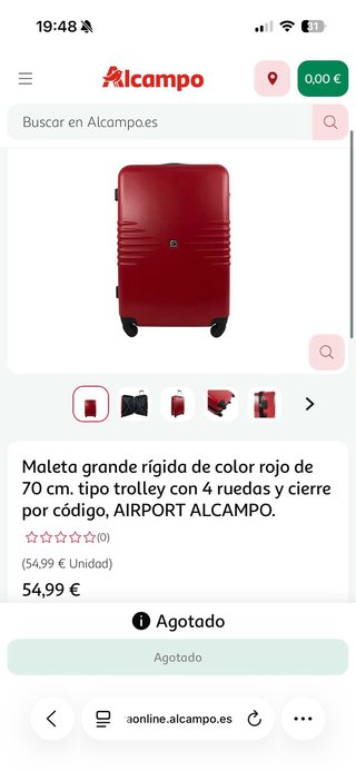 Maleta grande roja - le falta una rueda