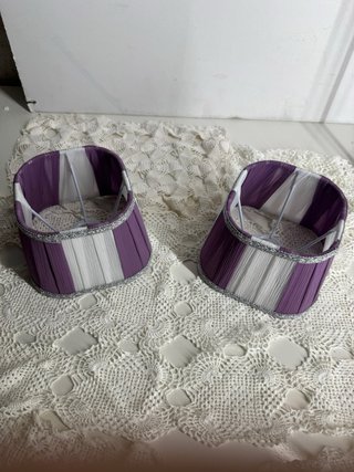 Coppia Paralumi Fatti a Mano Viola/Bianco