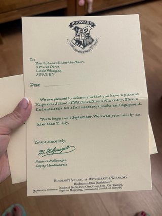 Carta de Aceptación Harry Potter Personalizada
