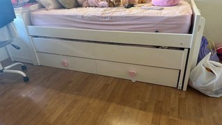 Cama nido lacada en blanca con cajones de Garabato