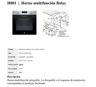 Horno multifunción Balay H001