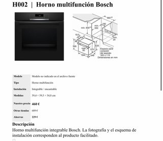 Horno multifunción integrable Bosch