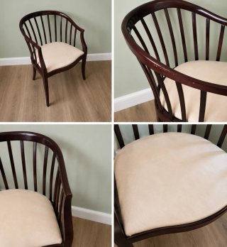 Pareja de sillas de madera con asiento de polipiel