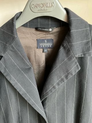Giacca TRUSSARDI JEANS nera gessata vintage