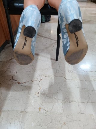 Zapatos seda valenciana azul y blanco