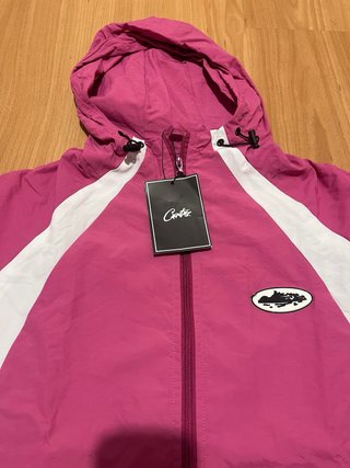 Cortavientos Hombre Rosa y Blanco