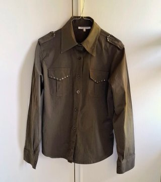 Camisa Valentina's Khaki con Strass Talla XL