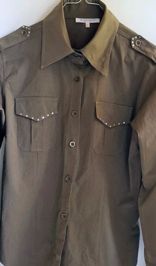 Camisa Valentina's Khaki con Strass Talla XL