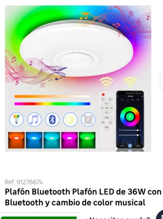 Plafón LED 36W Bluetooth Multicolor