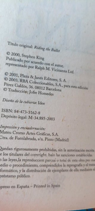 Libro, montado en la bala
