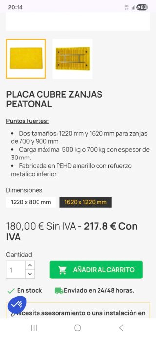 Placa Cubre Zanjas 160x122