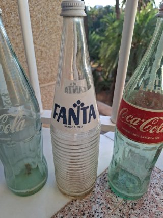 3 Botellas Coca-Cola y Fanta Antiguas