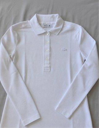 Polo Lacoste manga larga blanco talla M. Sin uso.