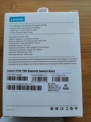 Auriculares Lenovo Bluetooth, earphones NOVOS