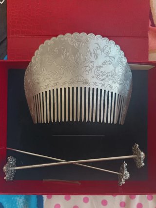 Peineta fallera en plata con 3 pinchos