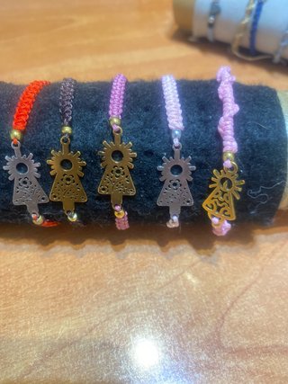 Pulsera Macramé Virgen del Pilar Acero Ajustable