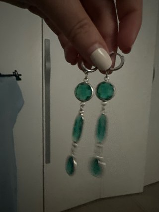 Orecchini cristallo verde e acciaio