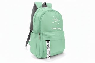 Mochila verde con estampado de sol