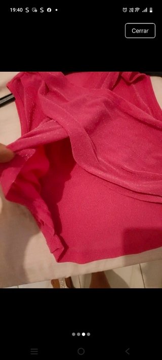 Conjunto Top y Falda Rosa Brillo Talla L