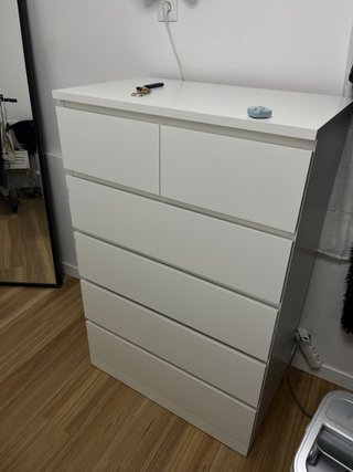 Cómoda 6 cajones blanca 80x123 cm