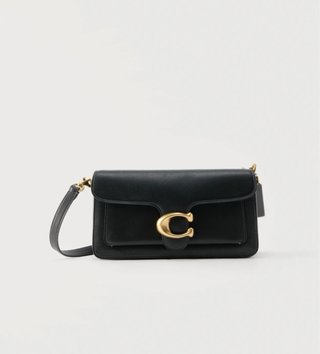Bolso Coach Negro con Detalle Dorado