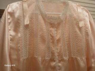 Camisón de raso, clásico, rosa con encaje