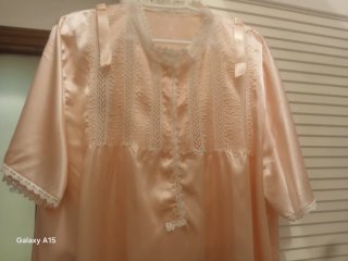 Camisón de raso, clásico, rosa con encaje