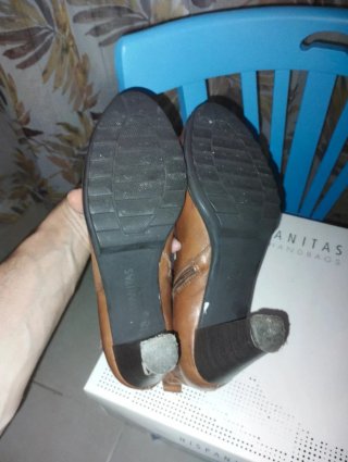Botines Hispanitas piel marrón tacón 38