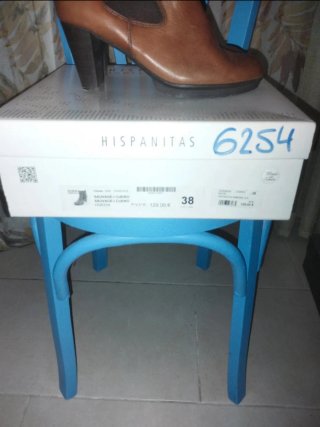 Botines Hispanitas piel marrón tacón 38
