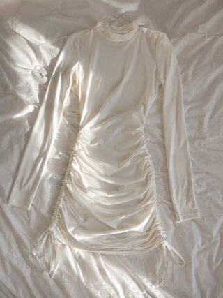 Vestido Blanco Fruncido