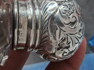 Perfumero Antiguo Cristal y Plata Inglaterra 1906