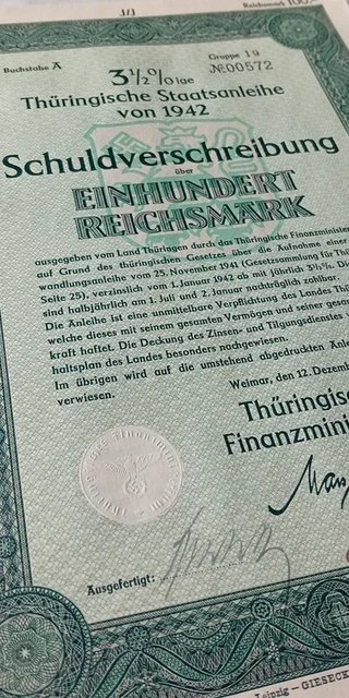 Bono de guerra Alemania nazi 1942 – 100 Reichsmark