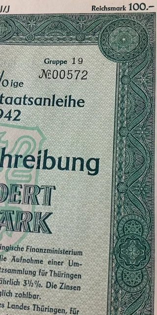 Bono de guerra Alemania nazi 1942 – 100 Reichsmark