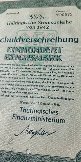 Bono de guerra Alemania nazi 1942 – 100 Reichsmark