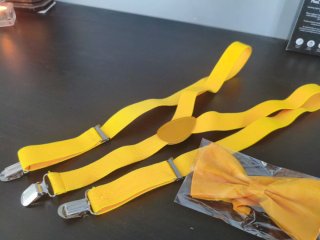 Conjunto Pajarita y Tirantes Amarillo