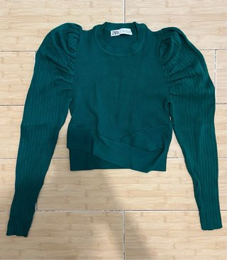 Top Punto Verde Mangas Abullonadas Zara Talla S