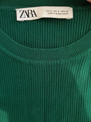 Top Punto Verde Mangas Abullonadas Zara Talla S