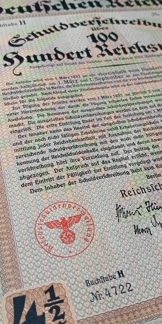 Bono de guerra Alemania nazi 1937 – 100 Reichsmark