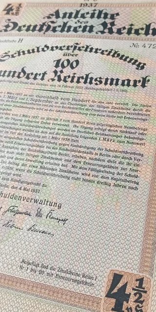 Bono de guerra Alemania nazi 1937 – 100 Reichsmark