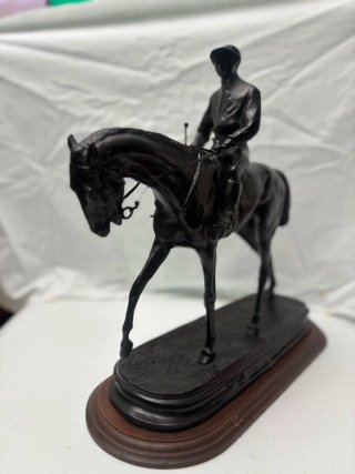 Figura Bronce Caballo y Jinete Antigua Grande