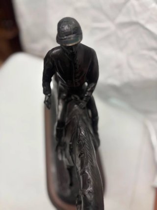 Figura Bronce Caballo y Jinete Antigua Grande