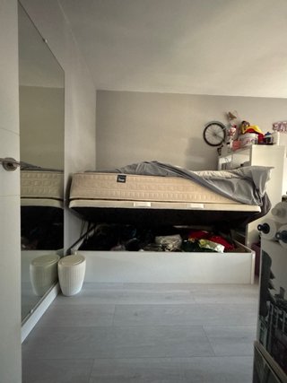 Cama con canapé de tela y madera 105cm x 190cm
