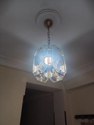 Lámpara colgante de cristal y metal