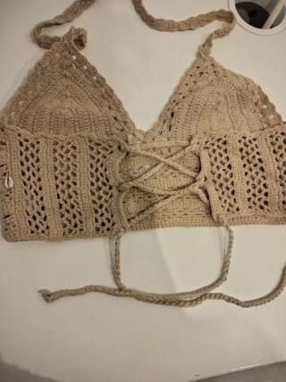 Top Verano Crochet Beige