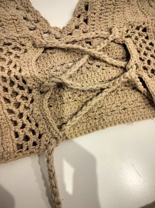 Top Verano Crochet Beige