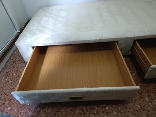 Base cama individual con cajones beige